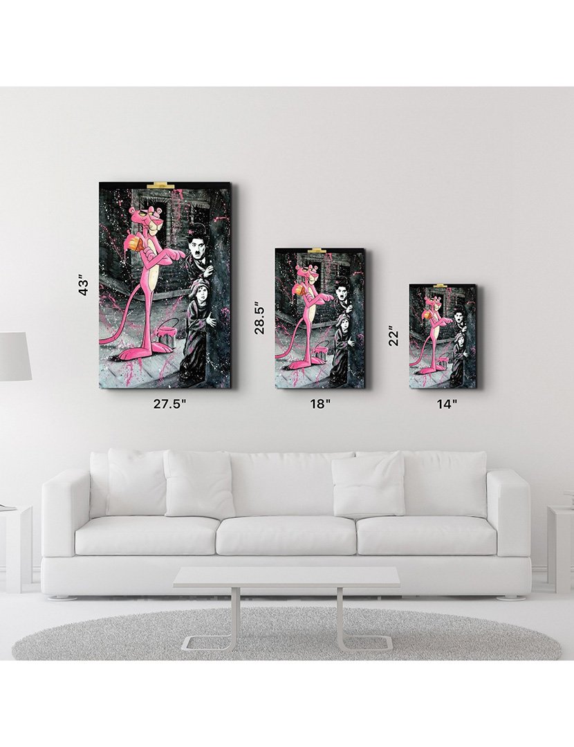 Pintura Vidro Temperado Pink Panther & Charlie Chaplin