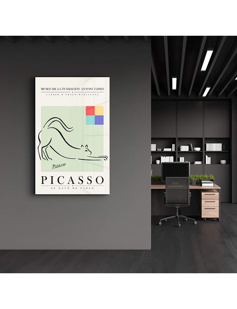 Pintura Vidro Temperado Picasso El Gato de Pablo