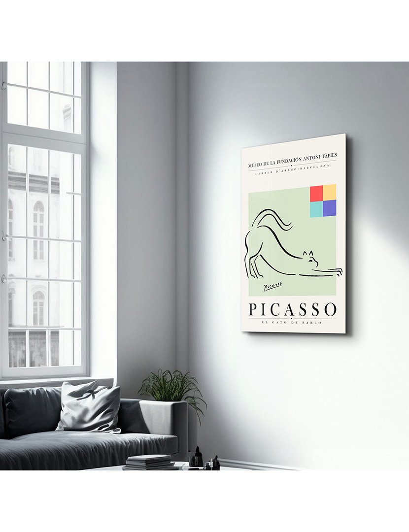 Pintura Vidro Temperado Picasso El Gato de Pablo