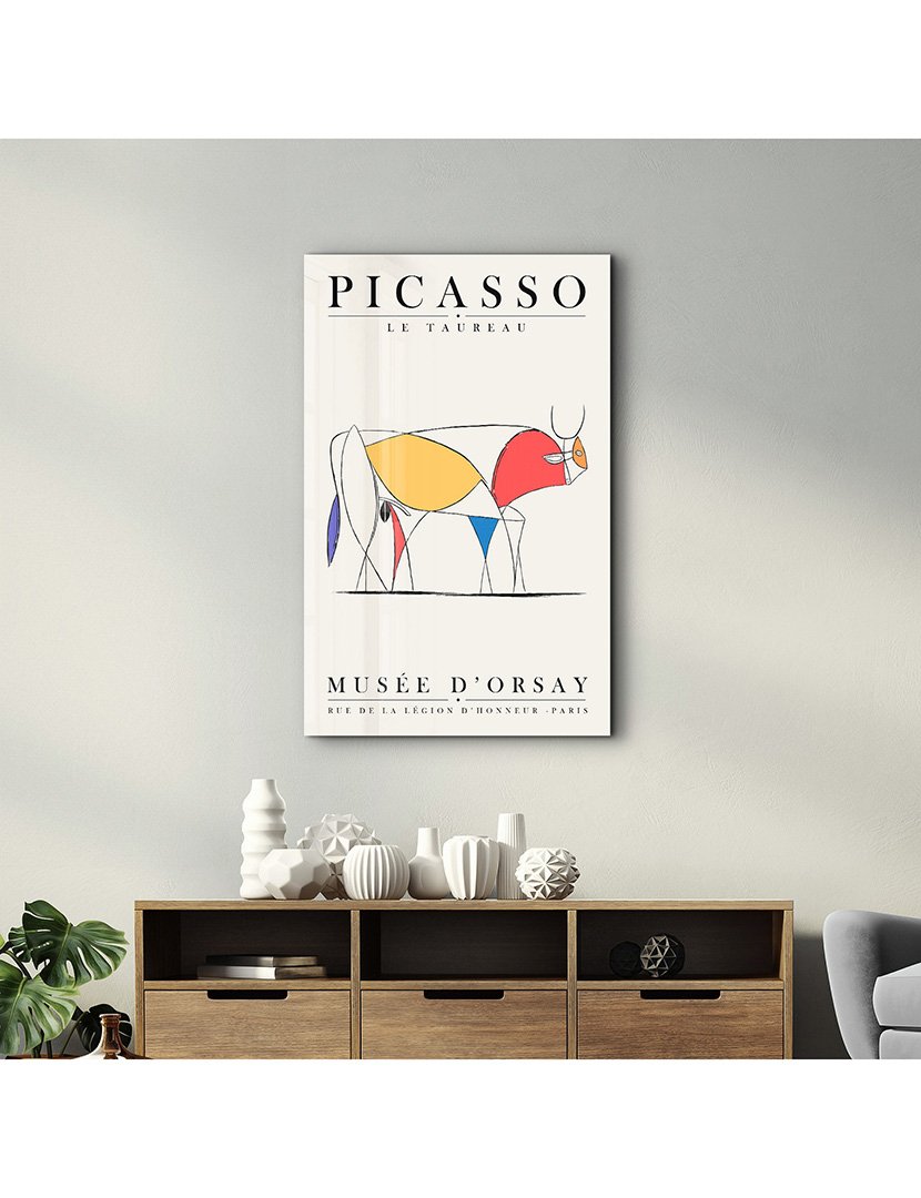 Pintura Vidro Temperado Picasso Le Taureau