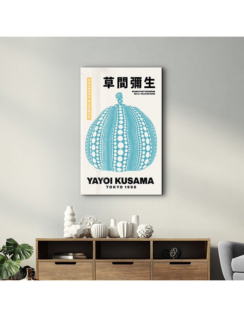 Pintura Vidro Temperado Yayoi Kusama Pumpkin Forever