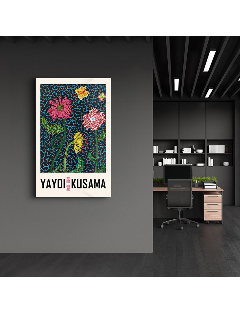 Pintura Vidro Temperado Yayoi Kusama Flowers