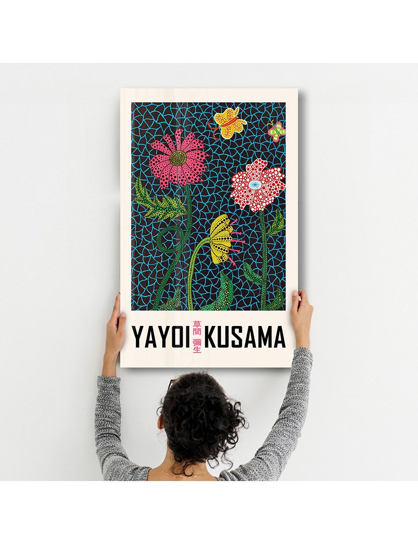 Pintura Vidro Temperado Yayoi Kusama Flowers