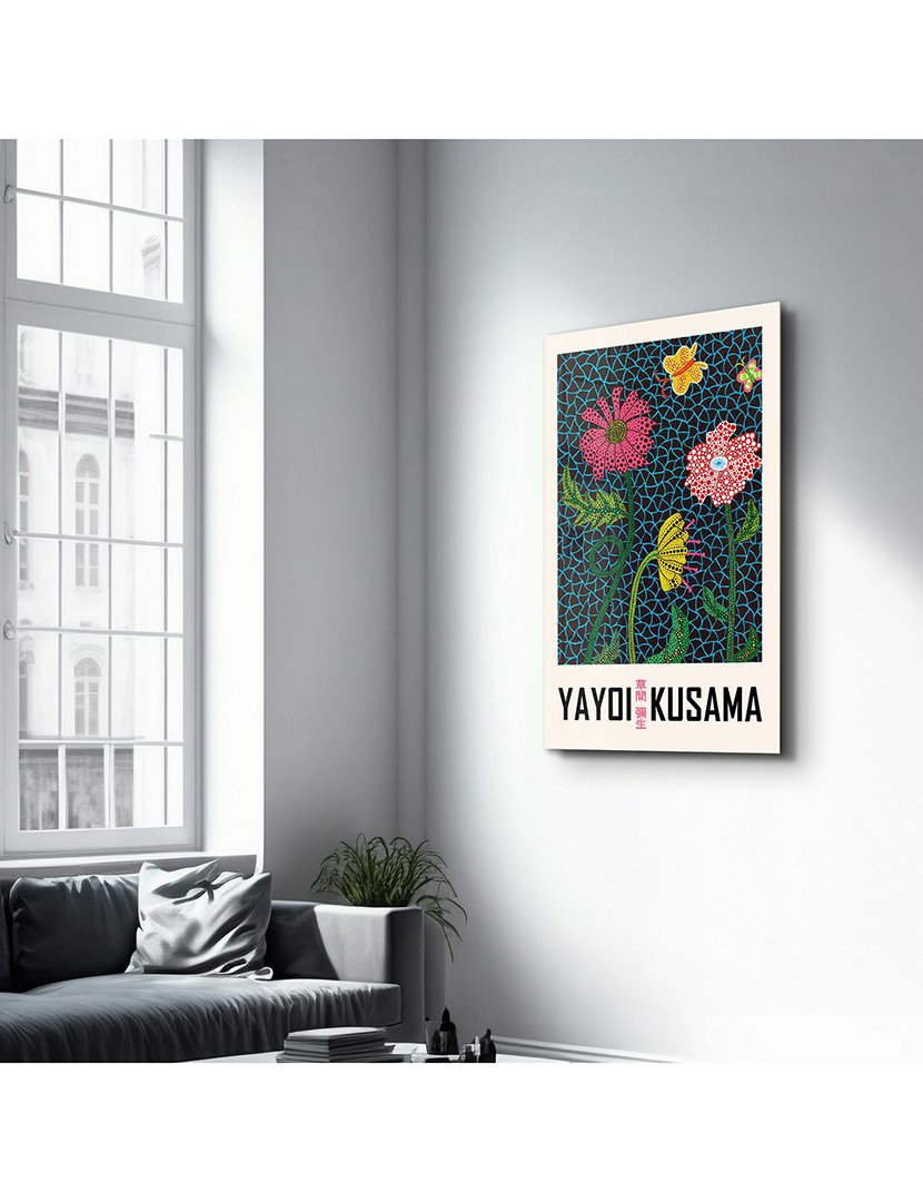 Pintura Vidro Temperado Yayoi Kusama Flowers