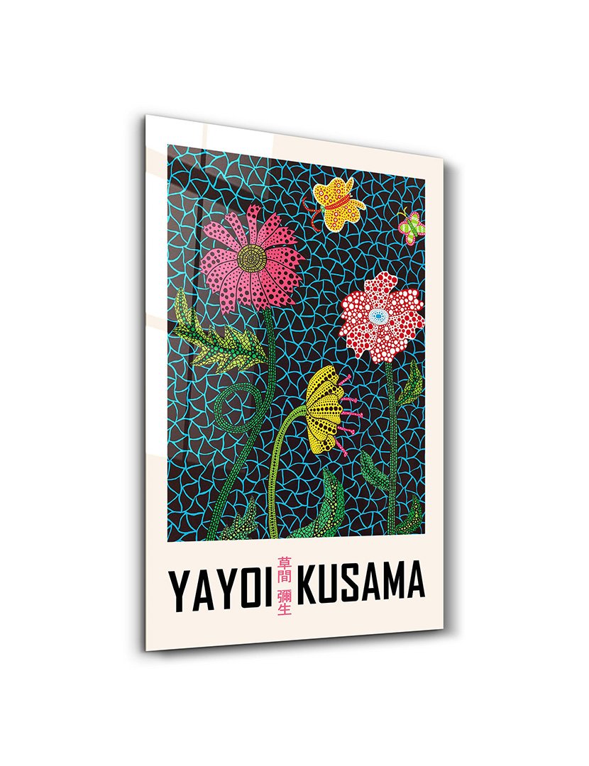 Pintura Vidro Temperado Yayoi Kusama Flowers