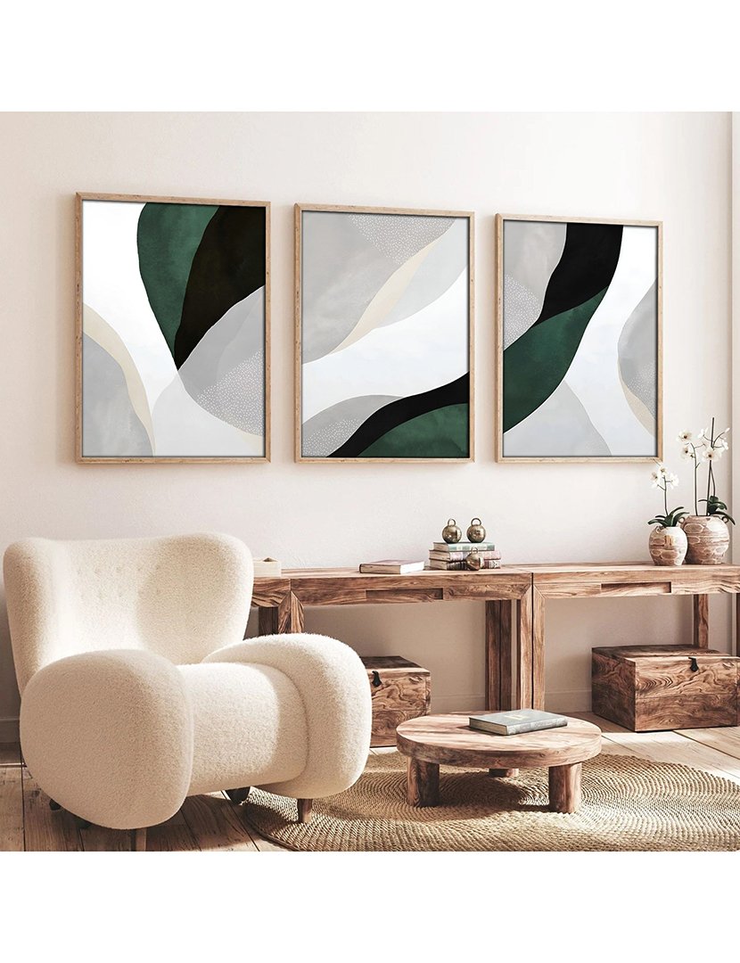 Conjunto 3 Quadros MDF Emoldurados Abstract Huhu