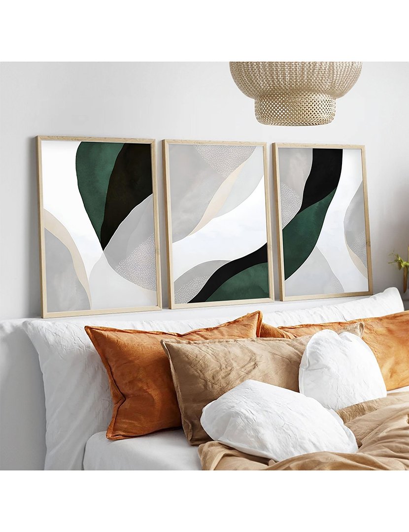 Conjunto 3 Quadros MDF Emoldurados Abstract Huhu