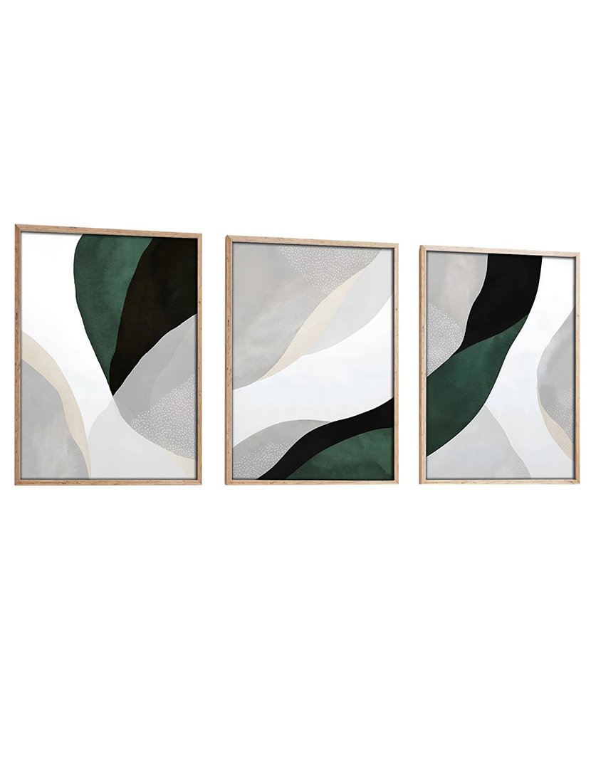 Conjunto 3 Quadros MDF Emoldurados Abstract Huhu