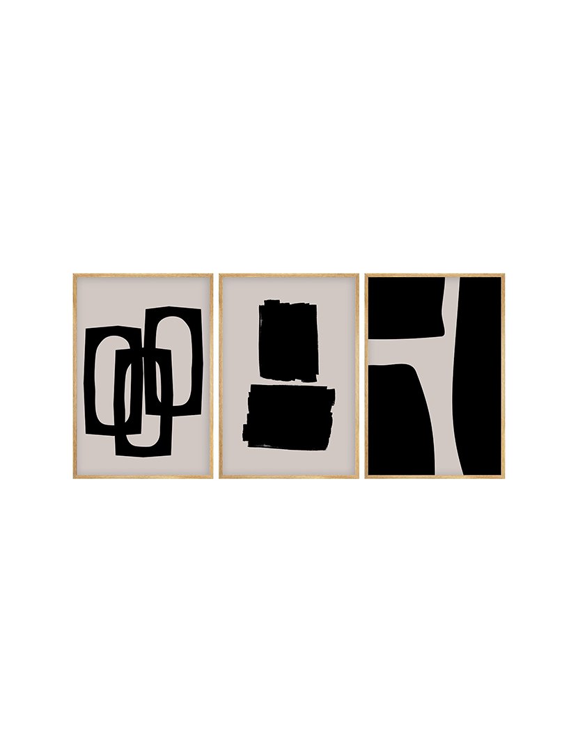 Conjunto 3 Quadros MDF Emoldurados Black Modern