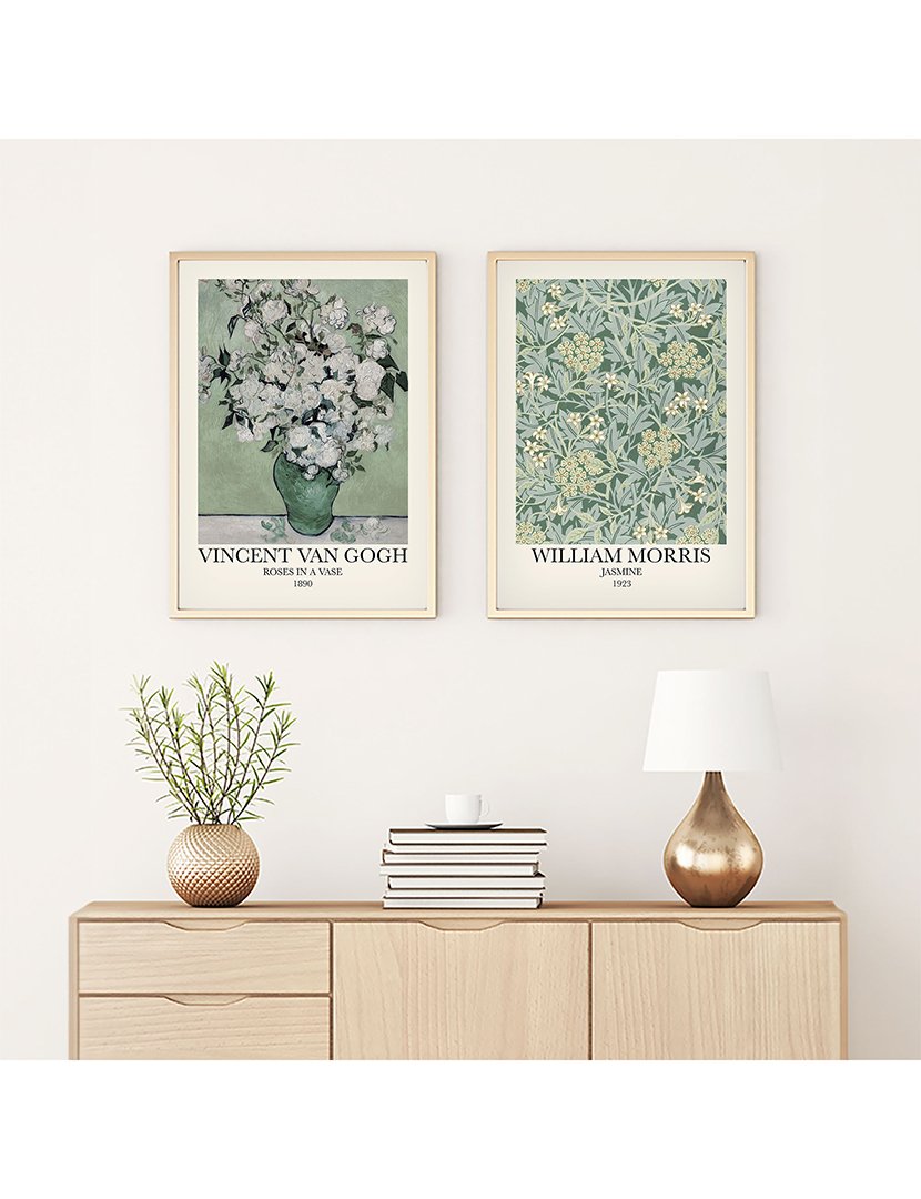 Conjunto 2 Quadros MDF Emoldurados Van Gogh/Morris