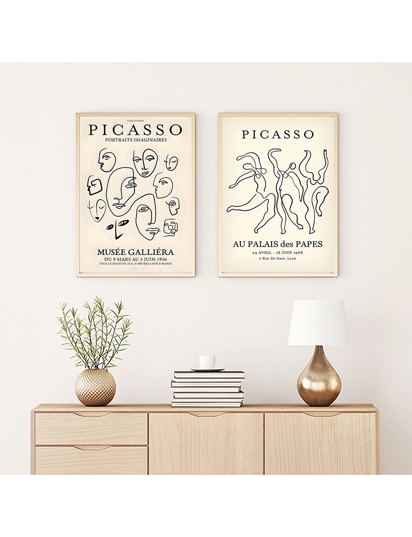 Conjunto 2 Quadros MDF Emoldurados Picasso Forms