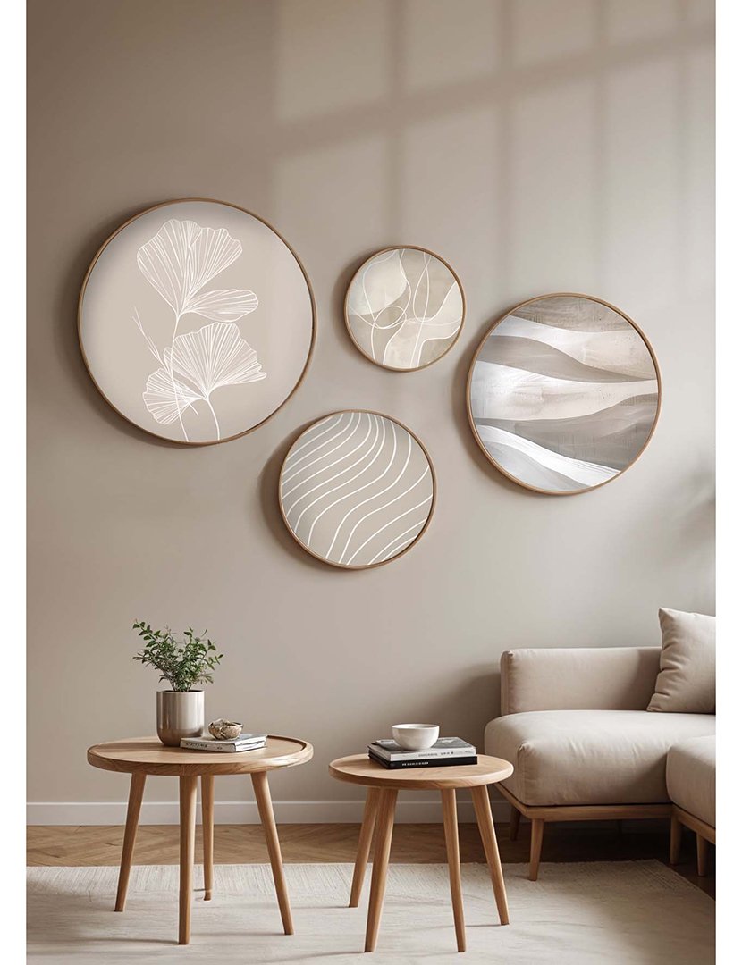 Conjunto 4 Quadros MDF Emoldurados Grey