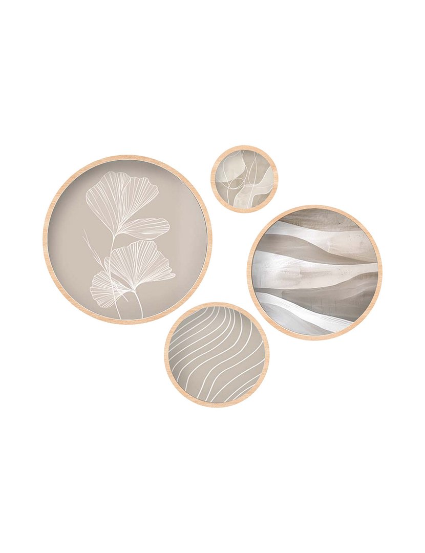 Conjunto 4 Quadros MDF Emoldurados Grey