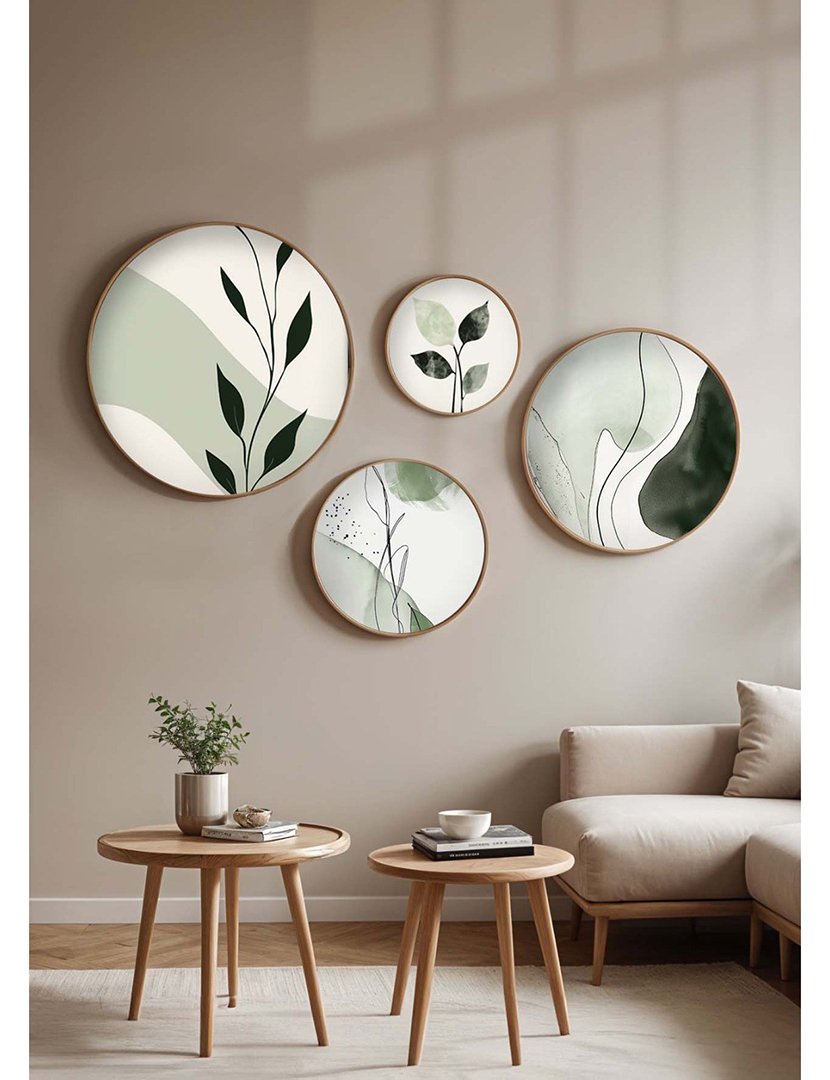 Conjunto 4 Quadros MDF Emoldurados Olive