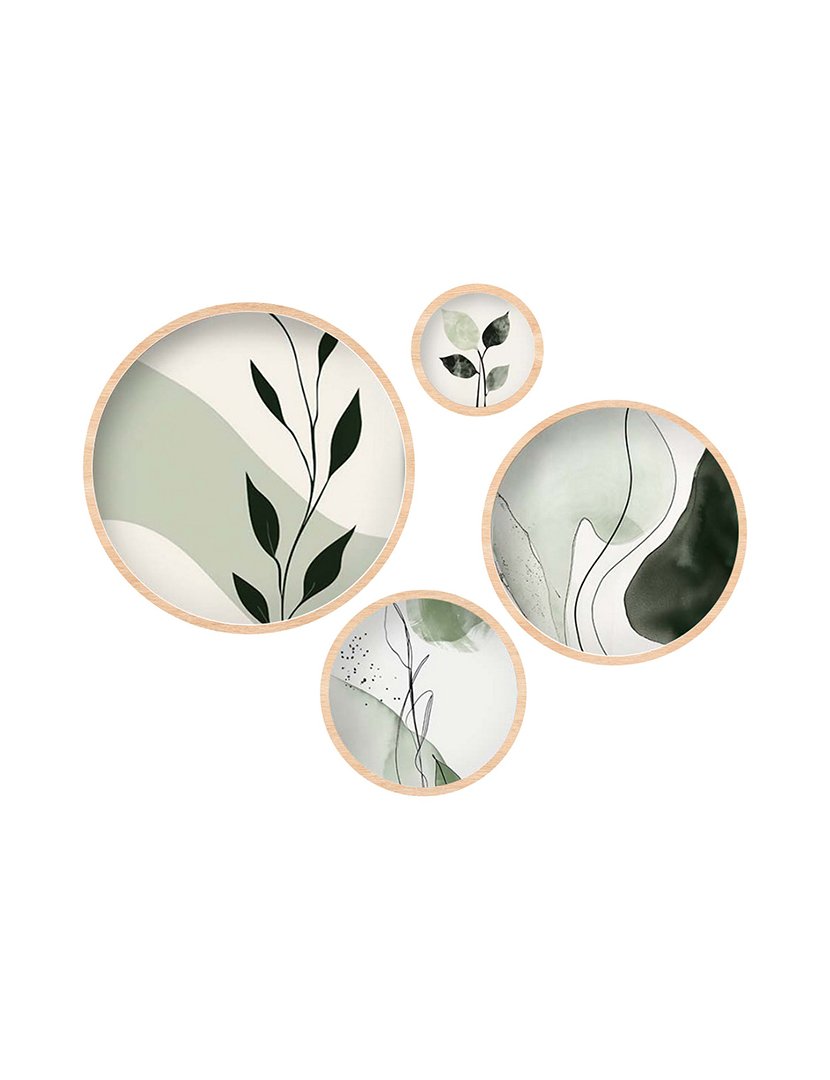 Conjunto 4 Quadros MDF Emoldurados Olive