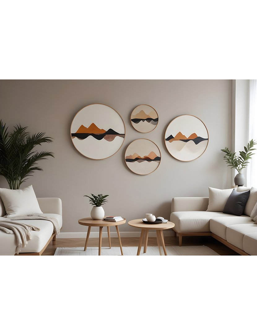 Conjunto 4 Quadros MDF Emoldurados Mountains