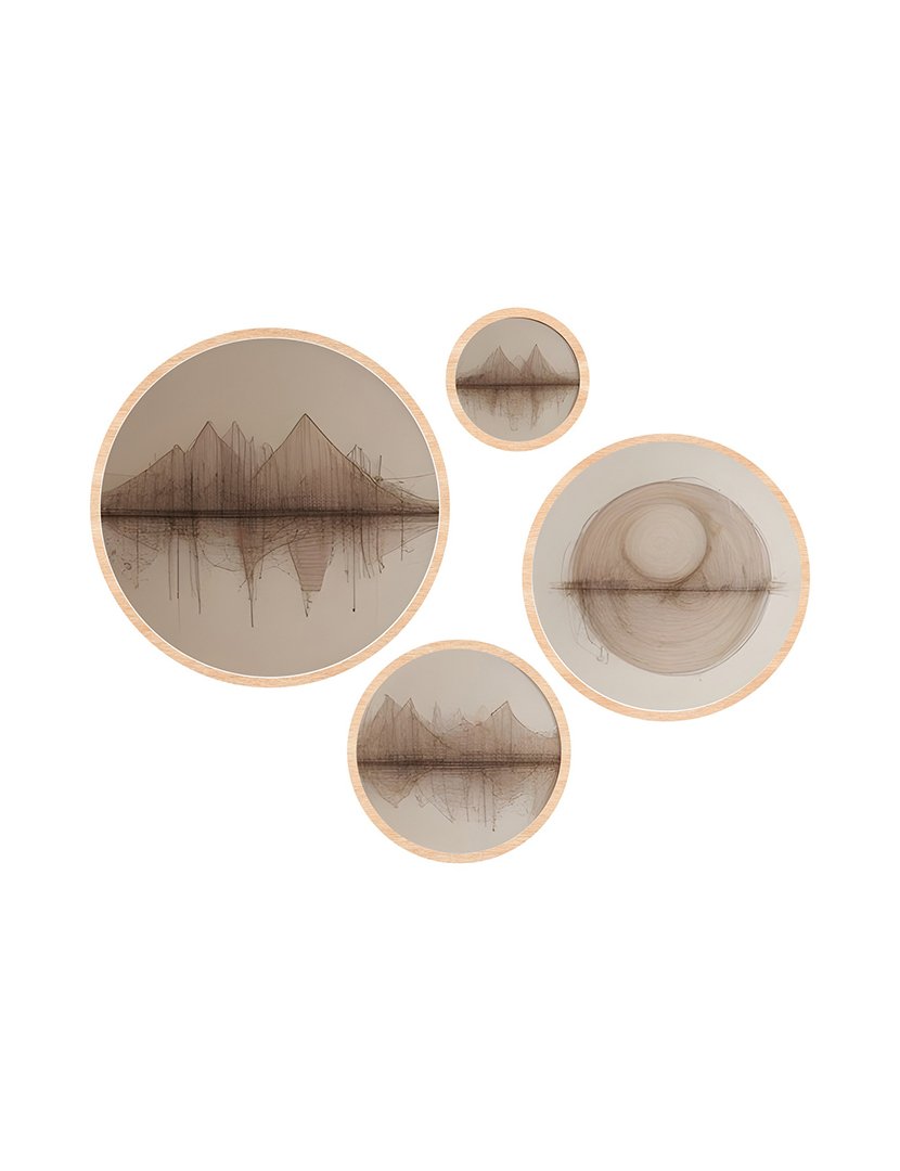 Conjunto 4 Quadros MDF Emoldurados Winter Mountains