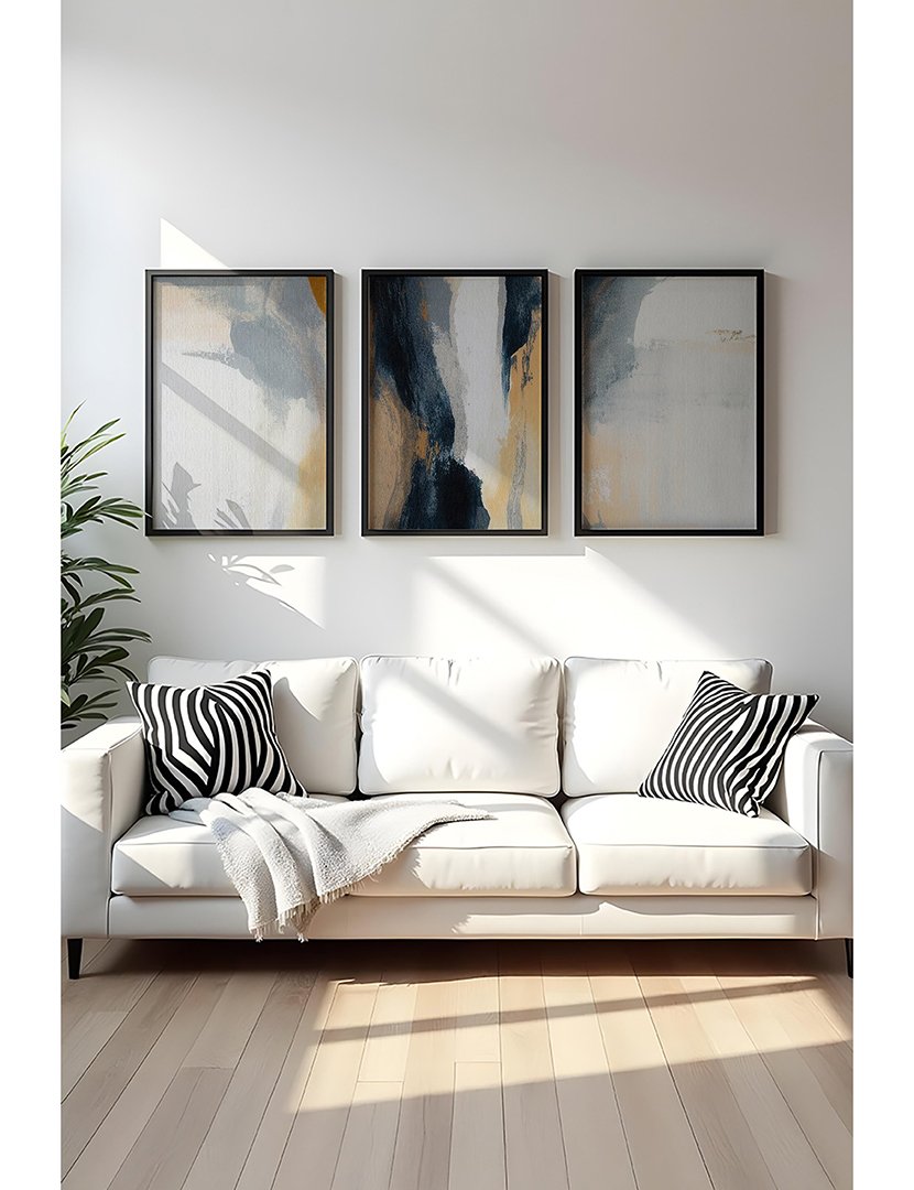 Conjunto 3 Quadros MDF Emoldurados Dark Sky