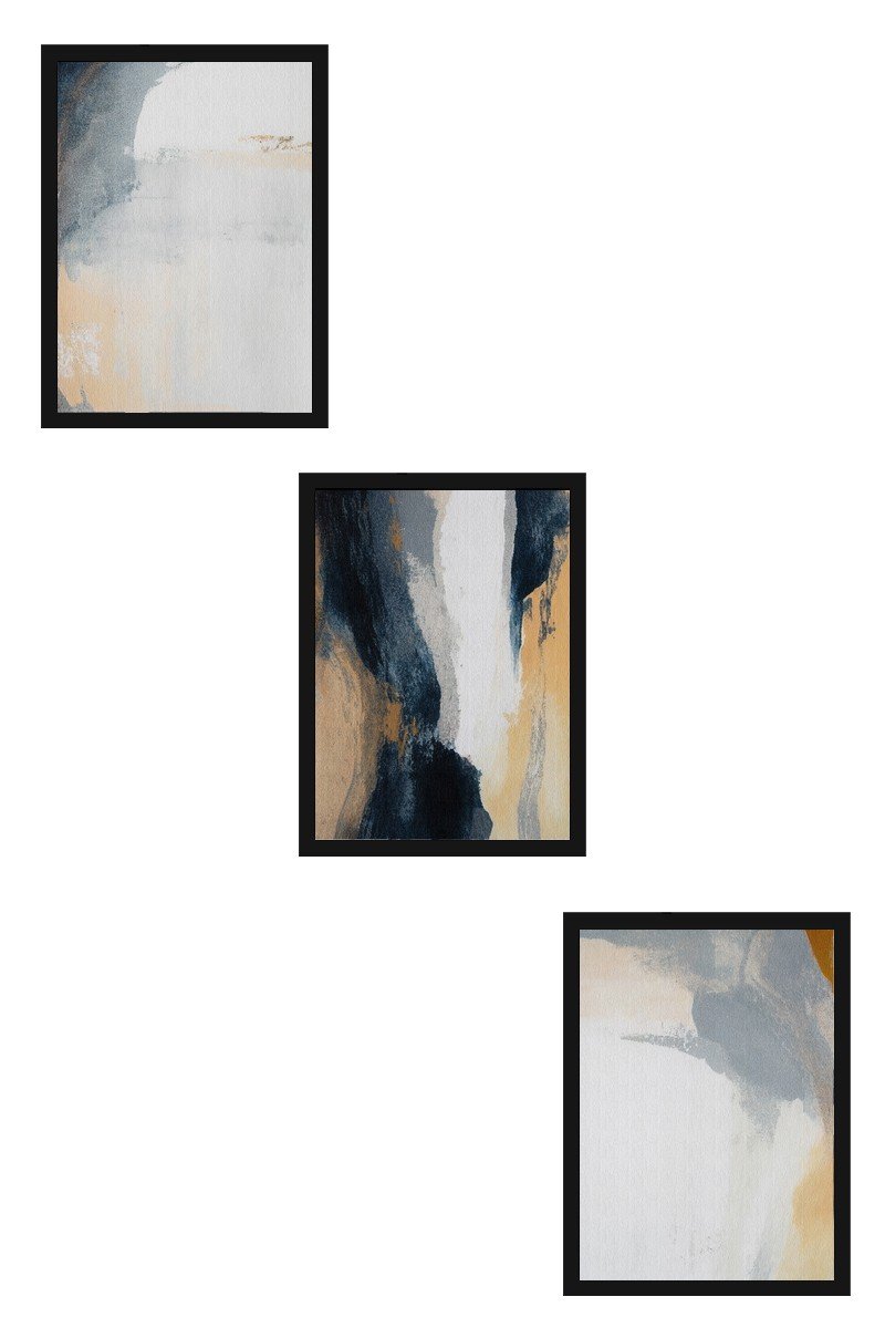Conjunto 3 Quadros MDF Emoldurados Dark Sky