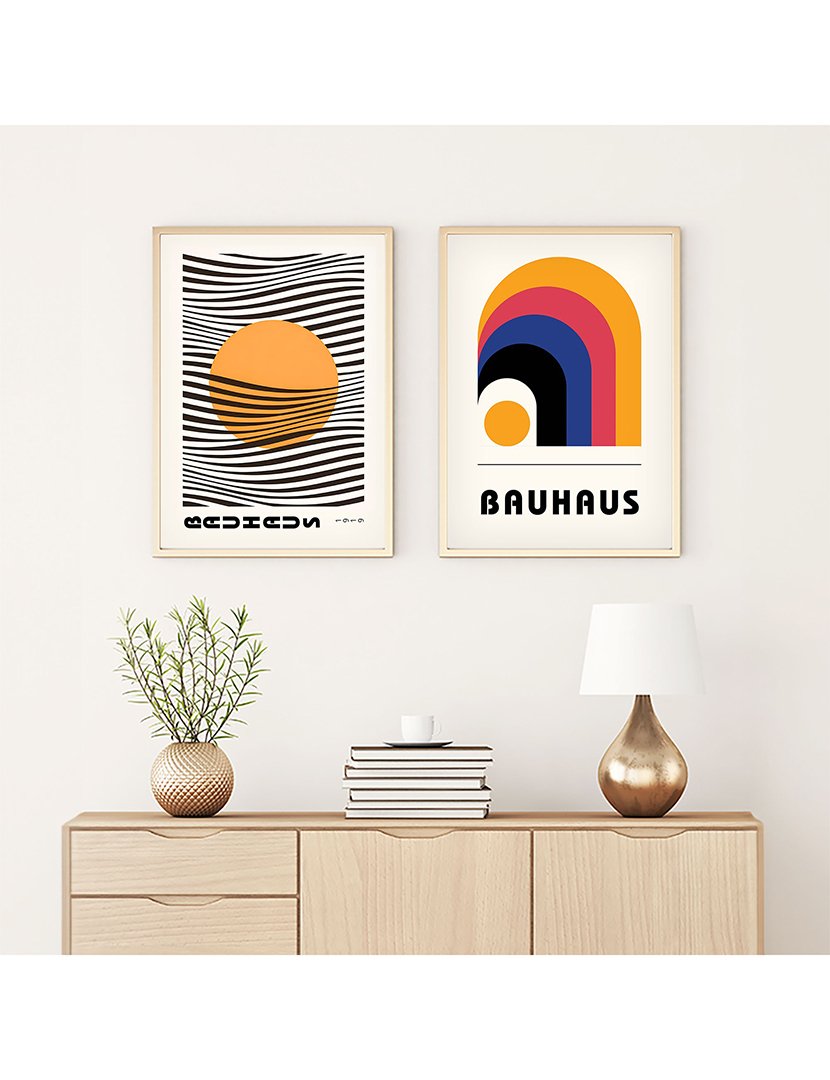 Conjunto 2 Quadros MDF Emoldurados Bauhaus