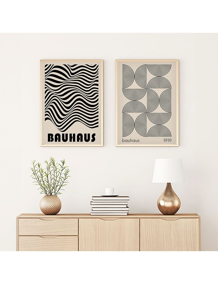 Conjunto 2 Quadros MDF Emoldurados Bauhaus Black