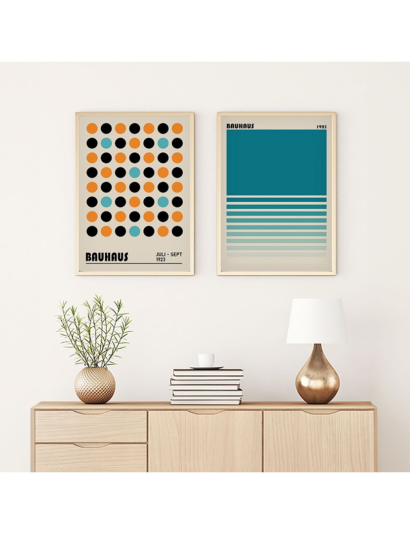 Conjunto 2 Quadros MDF Emoldurados Bauhaus 1923