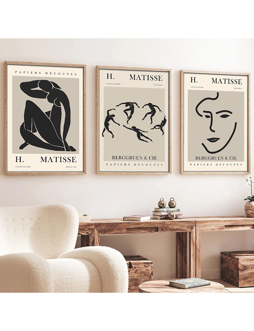 Conjunto 3 Quadros MDF Emoldurados Matisse Bodies