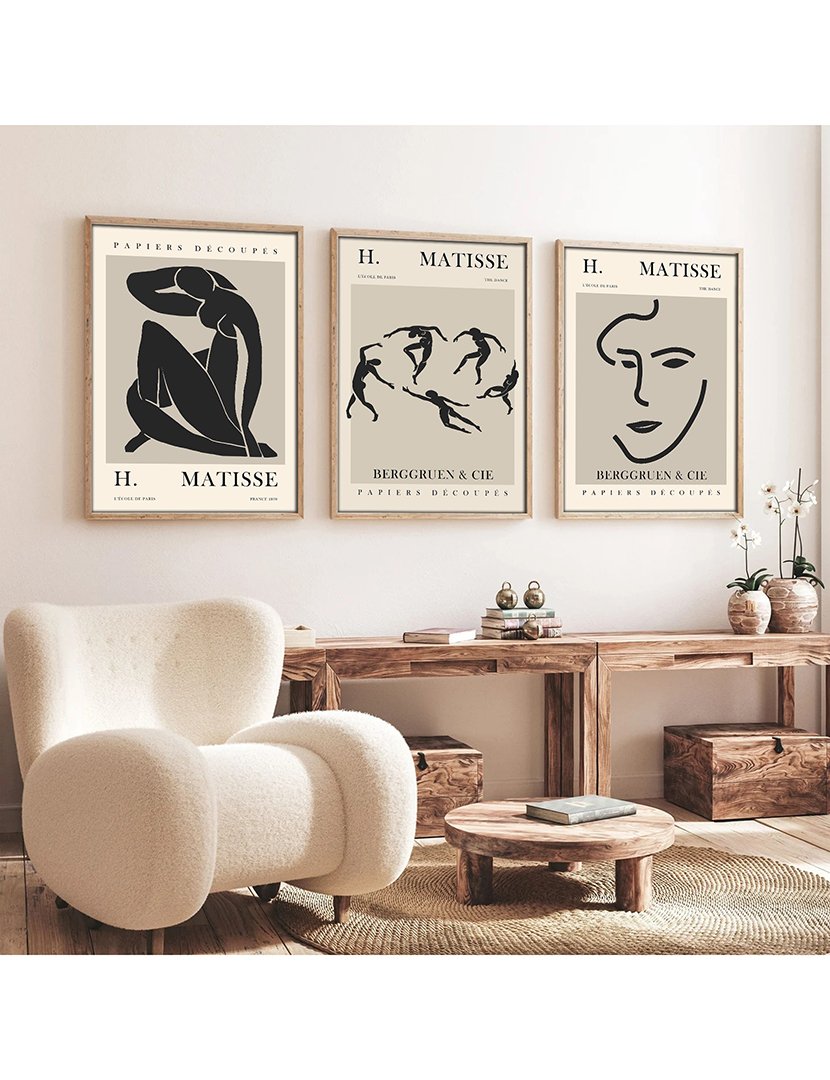 Conjunto 3 Quadros MDF Emoldurados Matisse Bodies