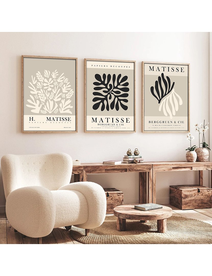 Conjunto 3 Quadros MDF Emoldurados Matisse Botanicals Archive