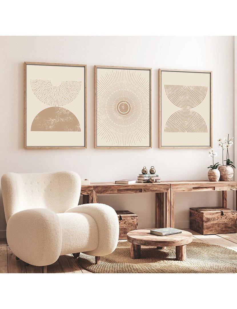 Conjunto 3 Quadros MDF Emoldurados Mocca Shapes