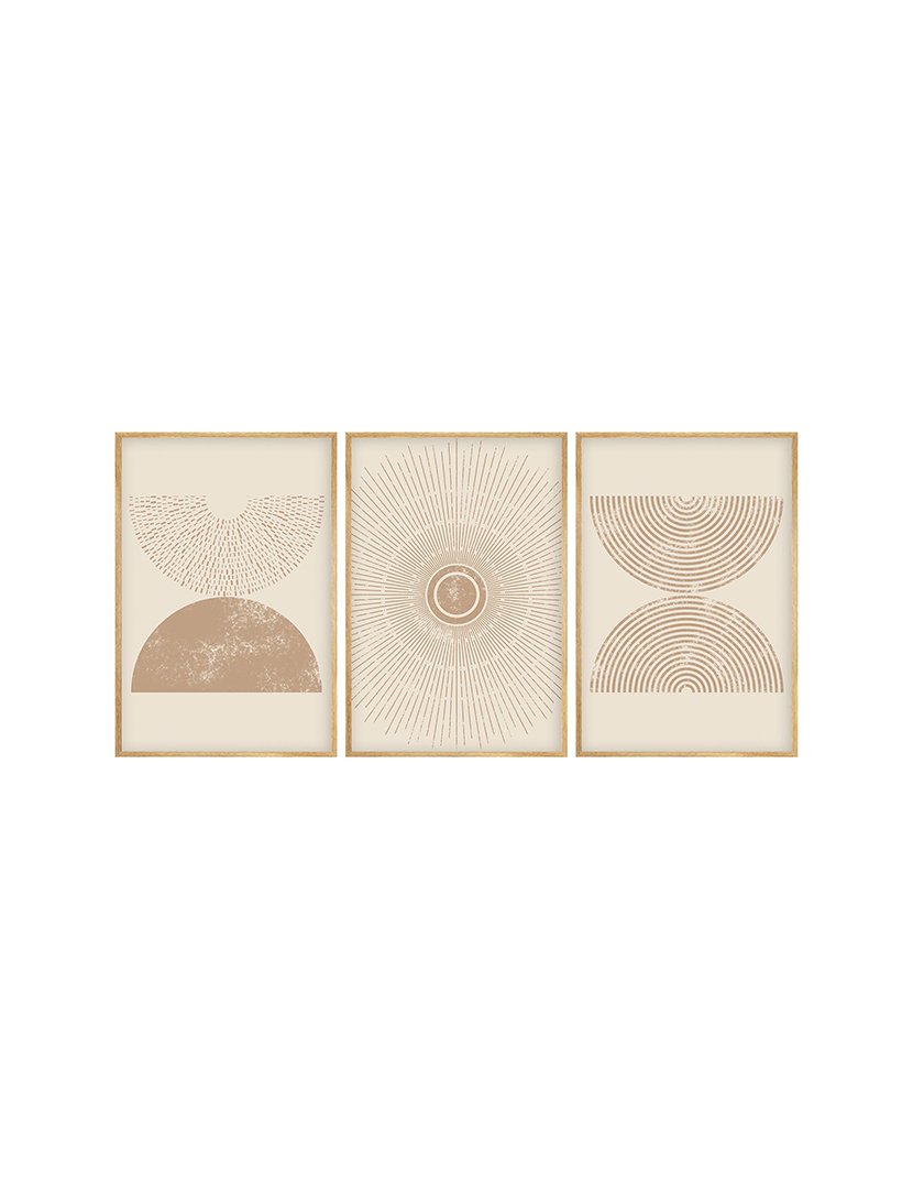 Conjunto 3 Quadros MDF Emoldurados Mocca Shapes