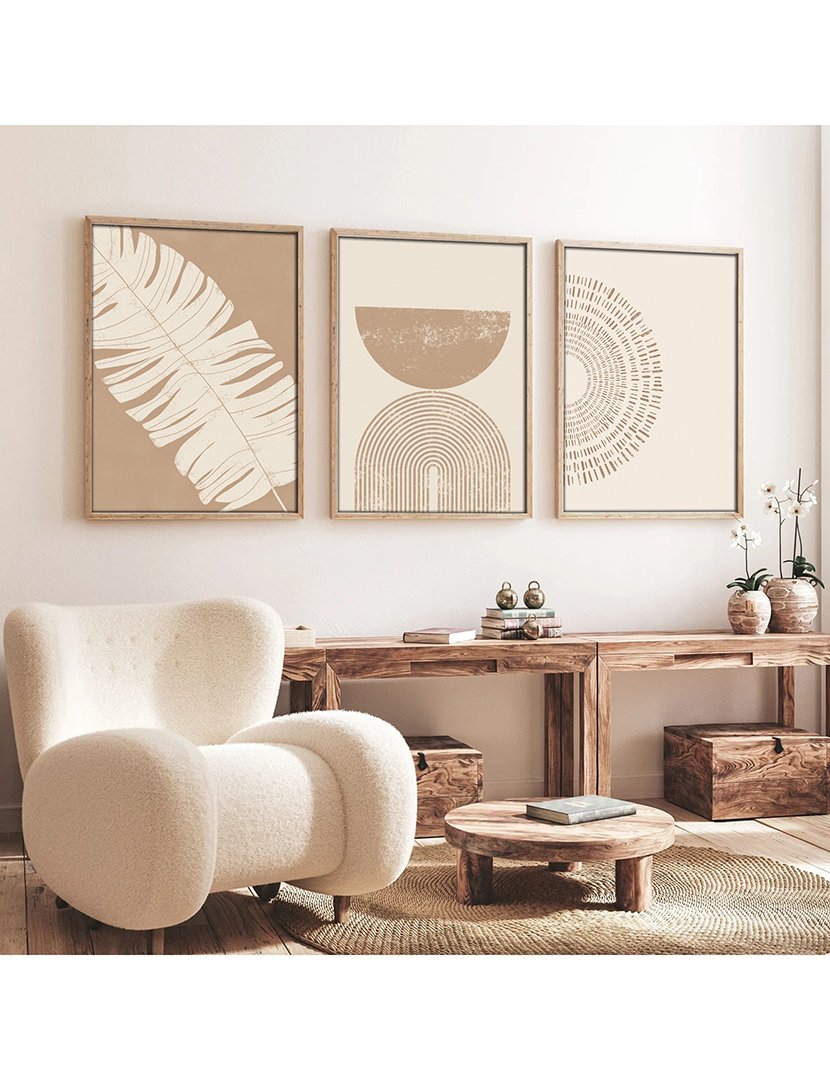 Conjunto 3 Quadros MDF Emoldurados Mocca Tropical