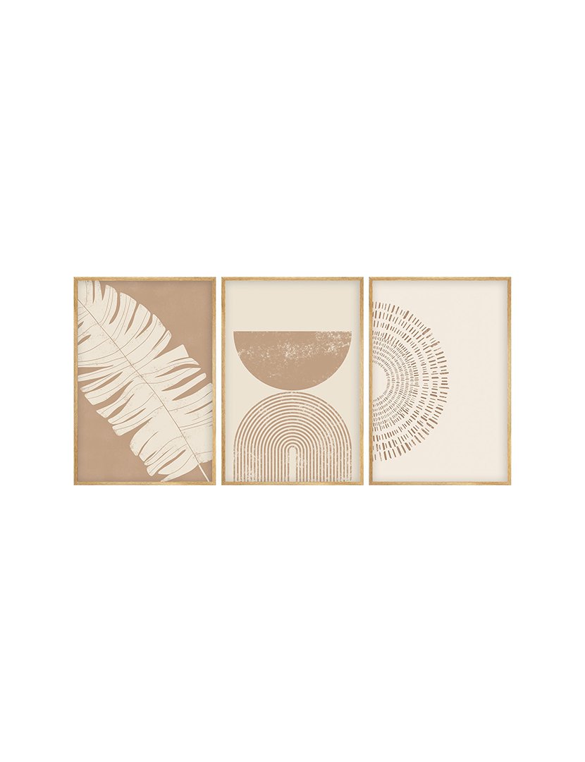 Conjunto 3 Quadros MDF Emoldurados Mocca Tropical