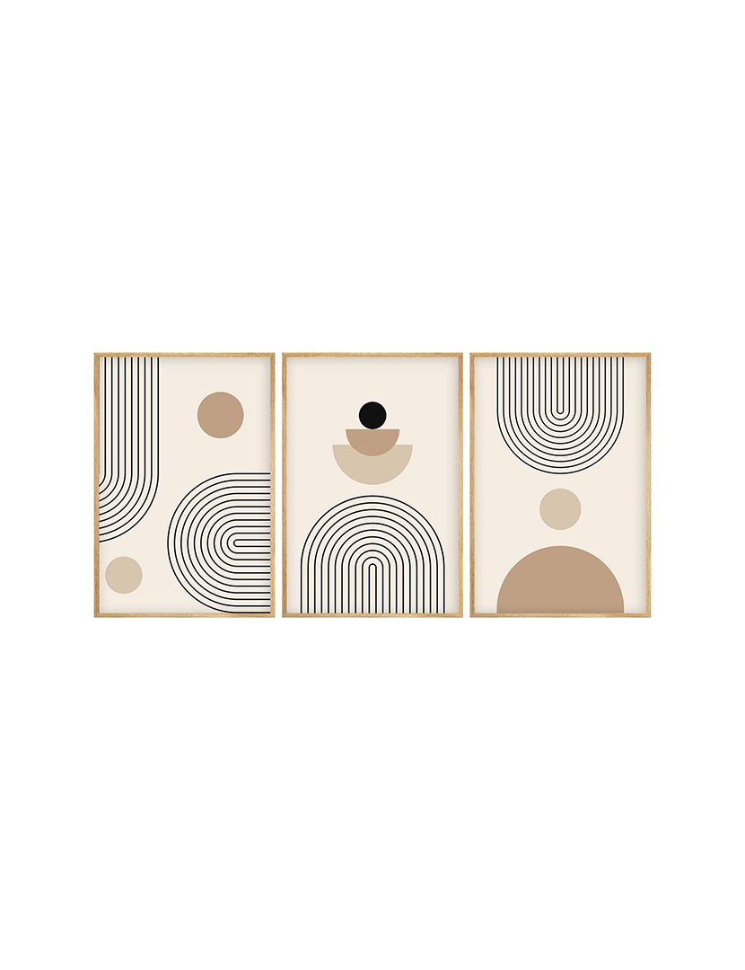Conjunto 3 Quadros MDF Emoldurados Nude Mid Century