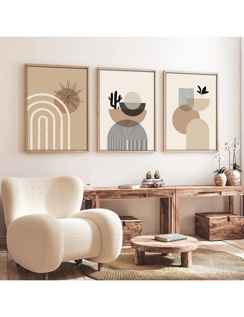 Conjunto 3 Quadros MDF Emoldurados Desert Mid Century