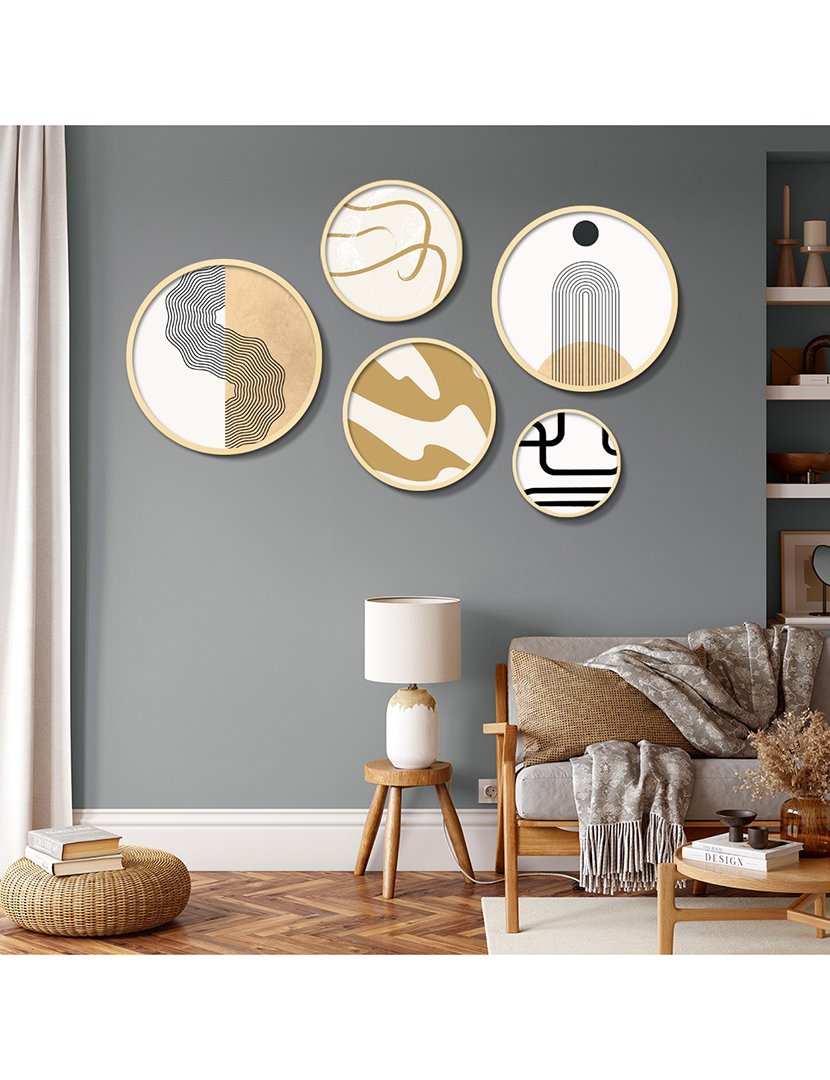 Conjunto 5 Quadros MDF Emoldurados Nude Shapes