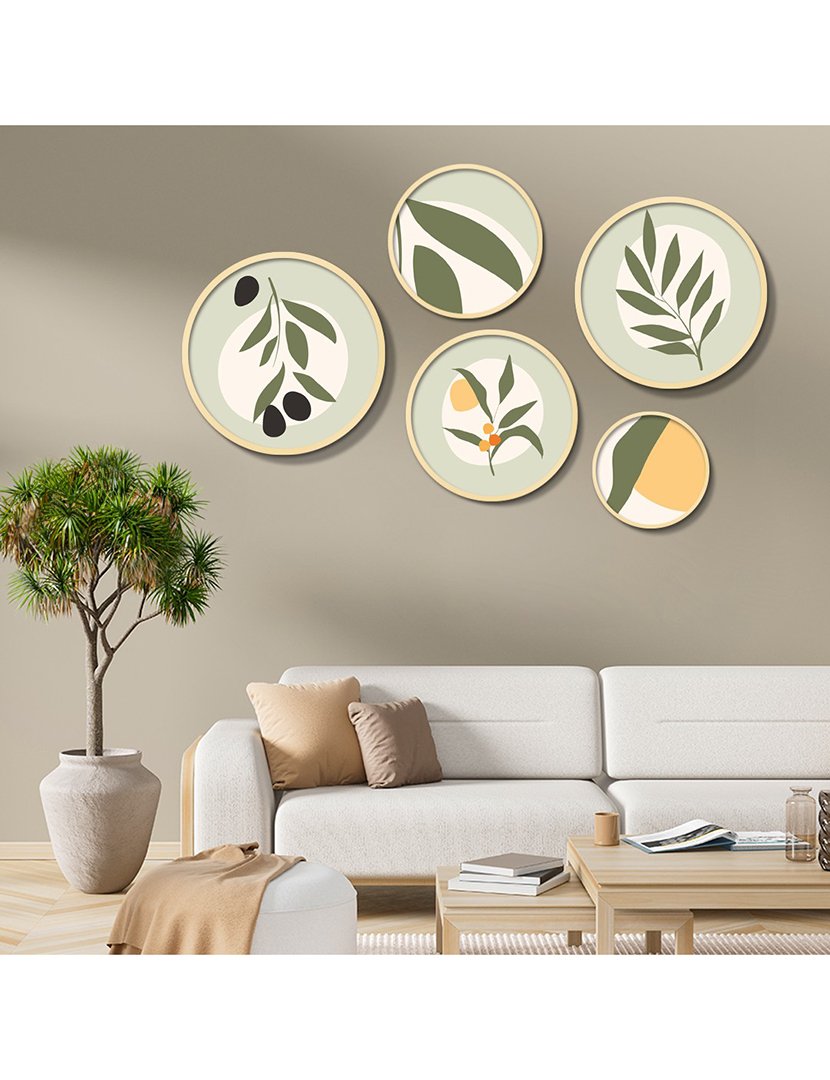 Conjunto 5 Quadros MDF Emoldurados Olive