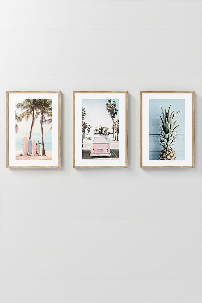 Conjunto 3 Quadros Emoldurados Miami