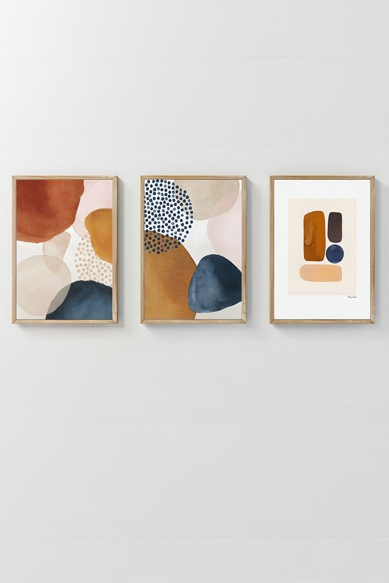 Conjunto 3 Quadros Emoldurados Modern Mid Century