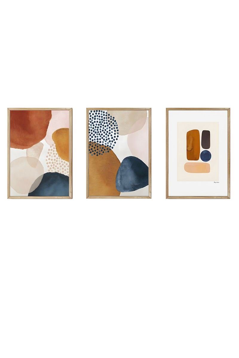 Conjunto 3 Quadros Emoldurados Modern Mid Century