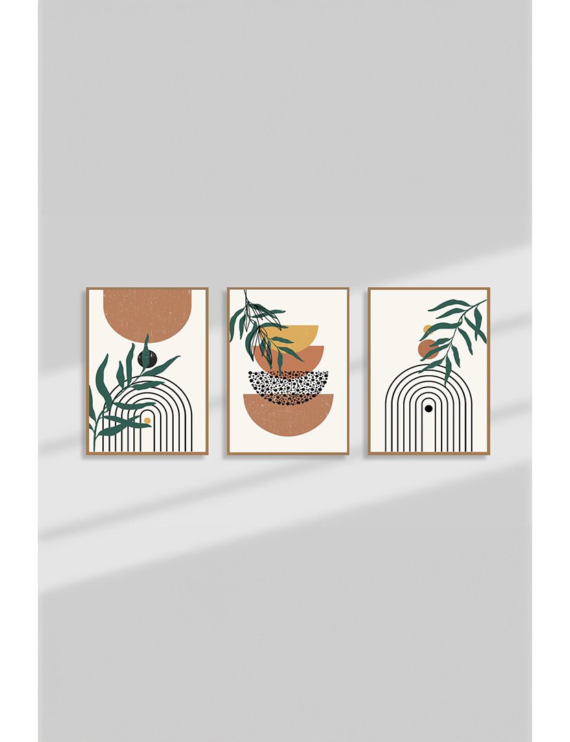 Conjunto 3 Quadros Emoldurados Pastel Mid Century