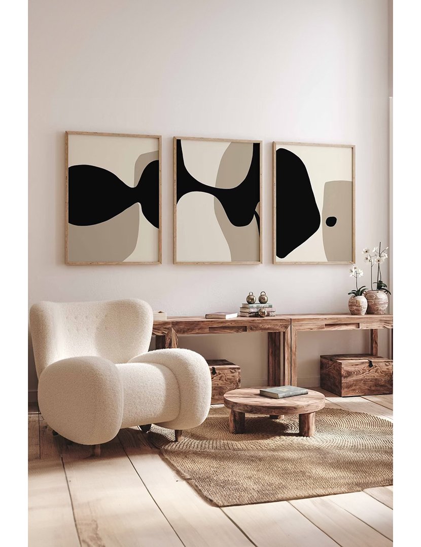 Conjunto 3 Quadros Emoldurados Mocca Modern