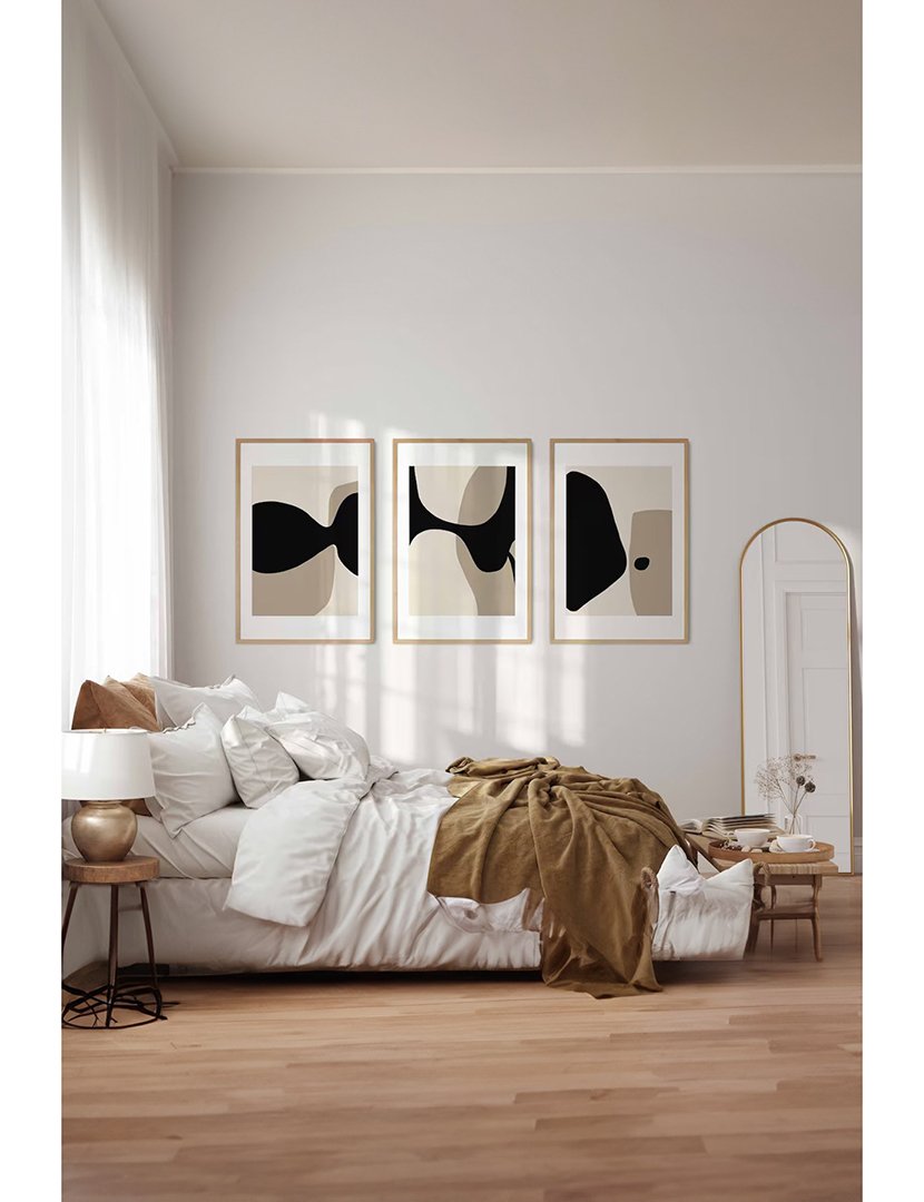 Conjunto 3 Quadros Emoldurados Mocca Modern