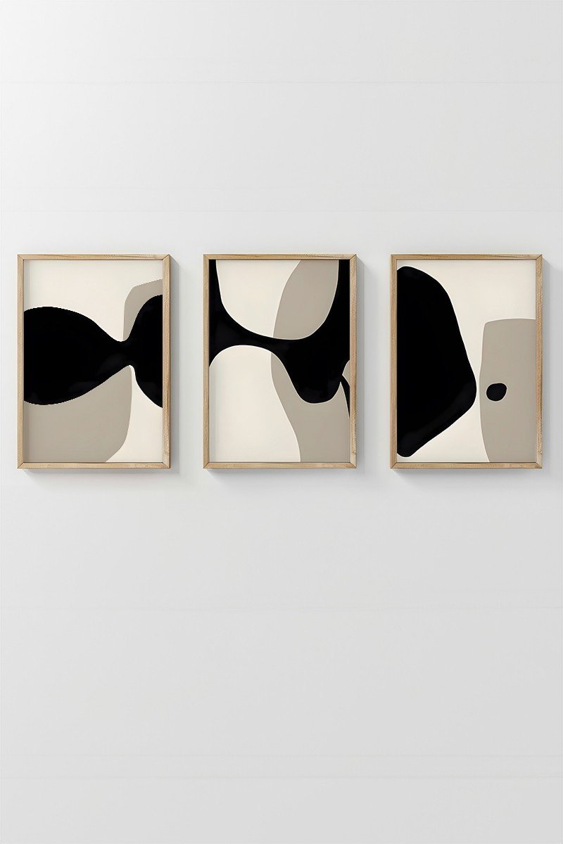 Conjunto 3 Quadros Emoldurados Mocca Modern