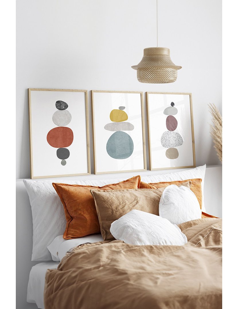 Conjunto 3 Quadros Emoldurados Forms Mid Century