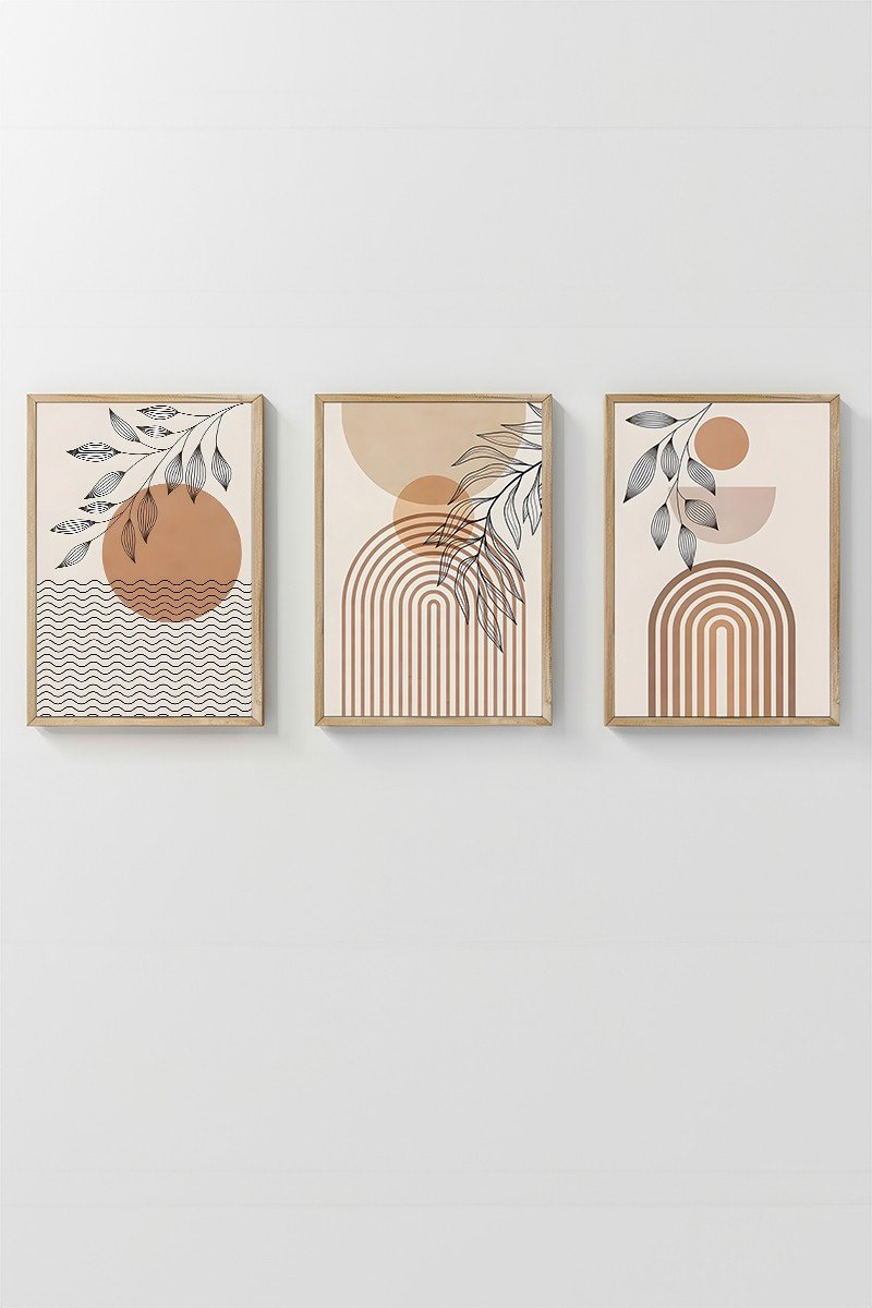 Conjunto 3 Quadros Emoldurados Tropical Mid Century