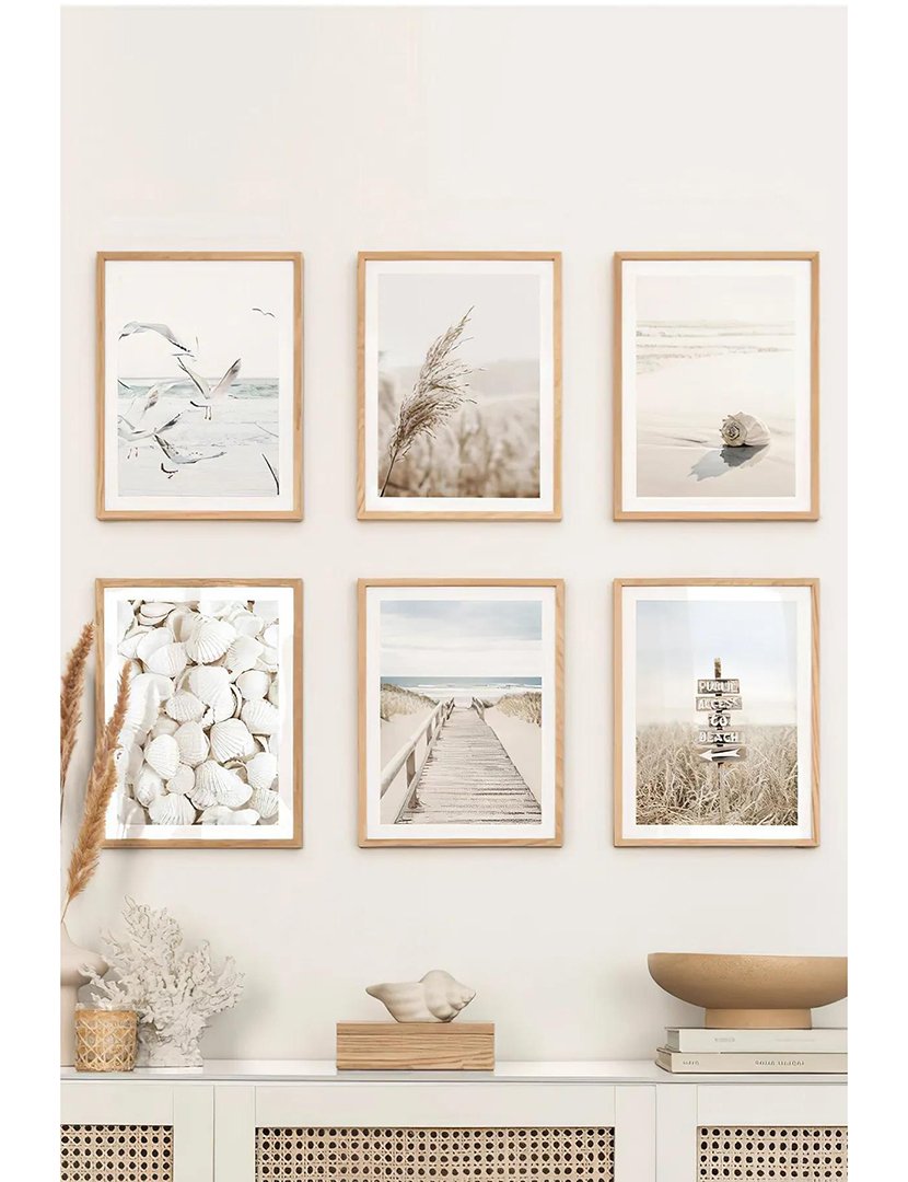 Conjunto 6 Quadros Emoldurados Beach