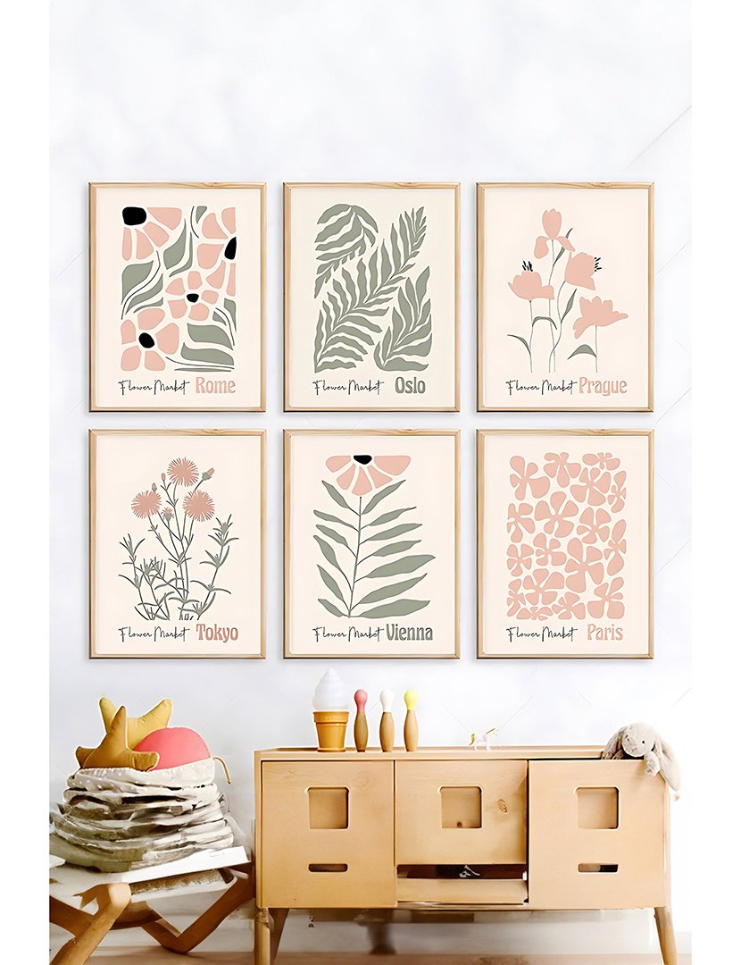 Conjunto 6 Quadros Emoldurados Cities Flower Market