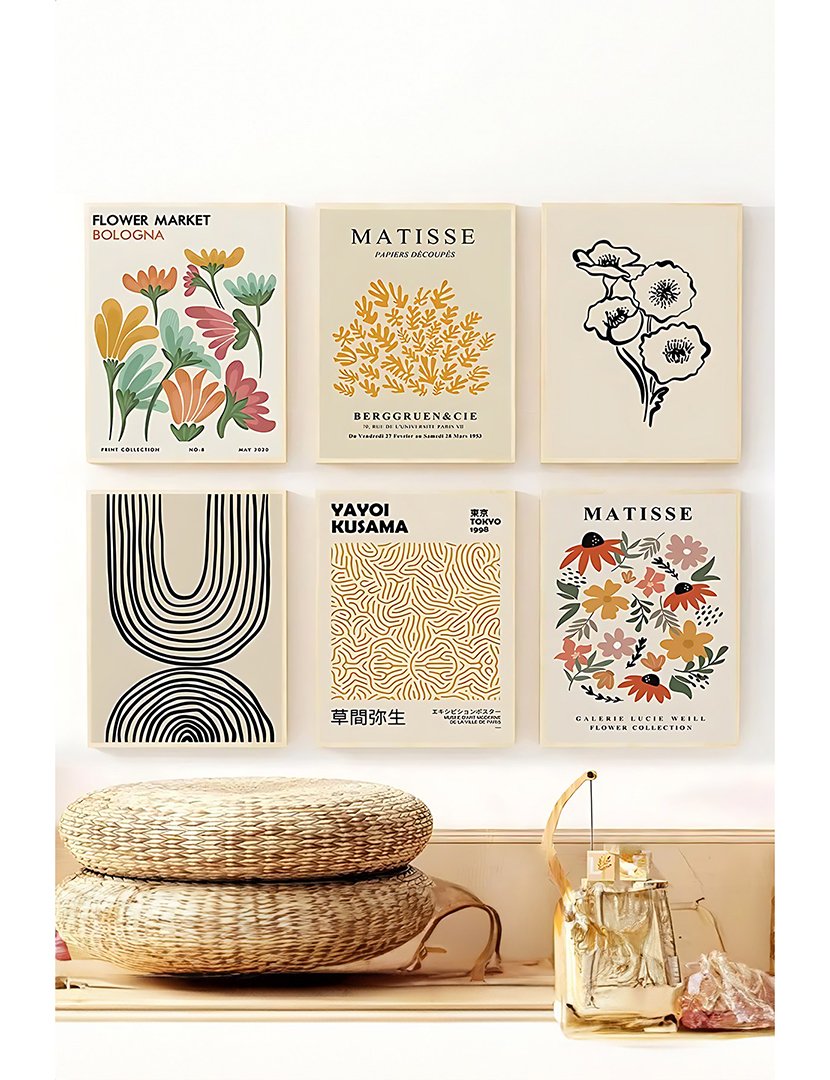 Conjunto 6 Quadros Emoldurados Bologna Flower Market