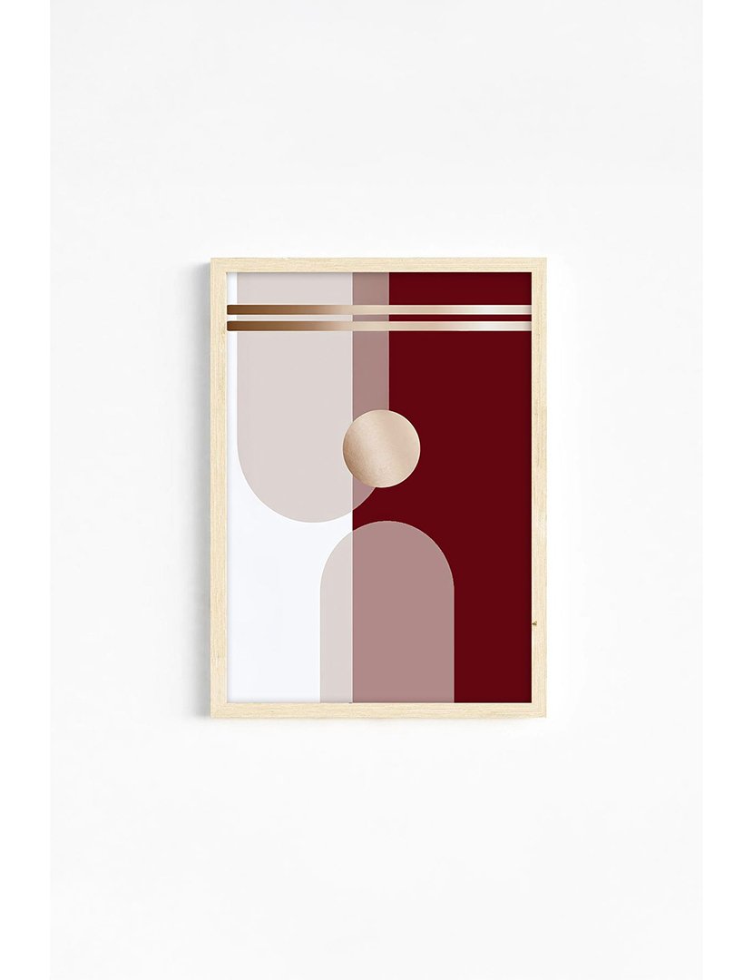 Conjunto 3 Quadros Emoldurados Burgundy Mid Century